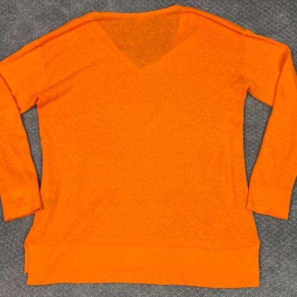 Polo Ralph Lauren Cotton Linen Blend Sweater Womens XL Orange Lightweight Hi Low - Picture 3 of 13